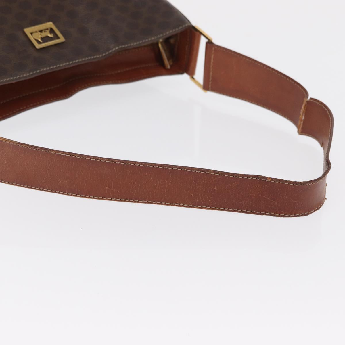 CELINE Macadam Canvas Shoulder Bag PVC Beige Gold Auth ka2067
