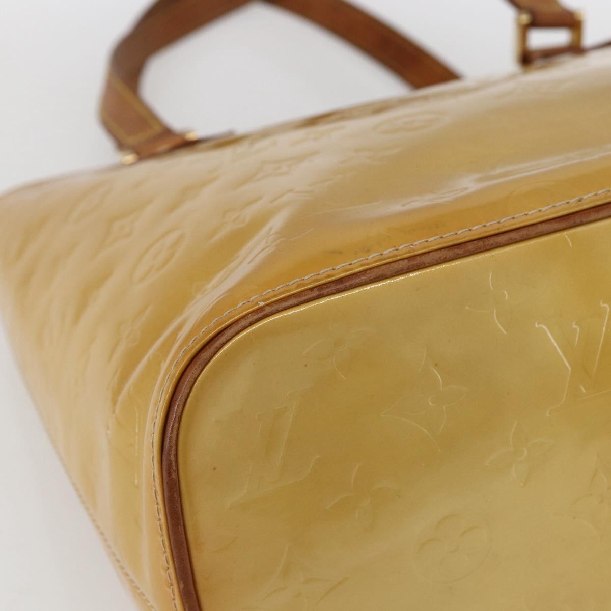 LOUIS VUITTON Monogram Vernis Houston Hand Bag Jaune M91121 LV Auth ka2072
