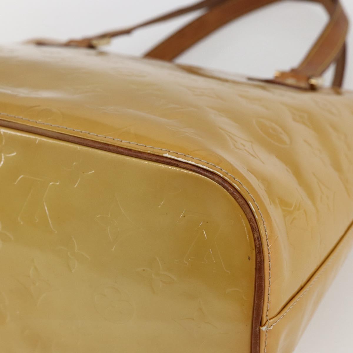 LOUIS VUITTON Monogram Vernis Houston Hand Bag Jaune M91121 LV Auth ka2072