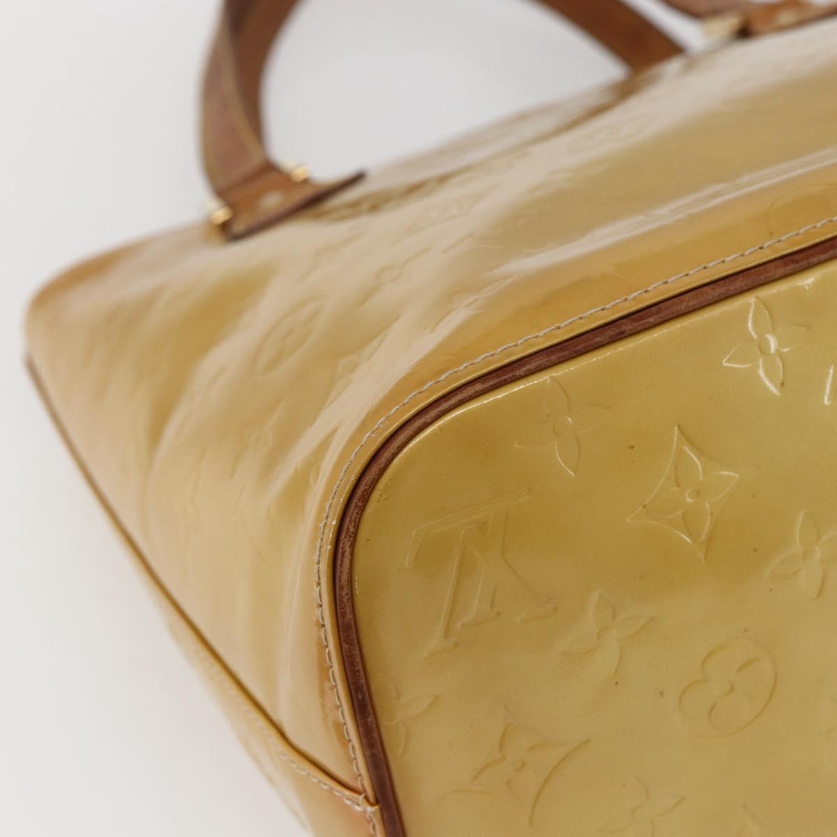 LOUIS VUITTON Monogram Vernis Houston Hand Bag Jaune M91121 LV Auth ka2072