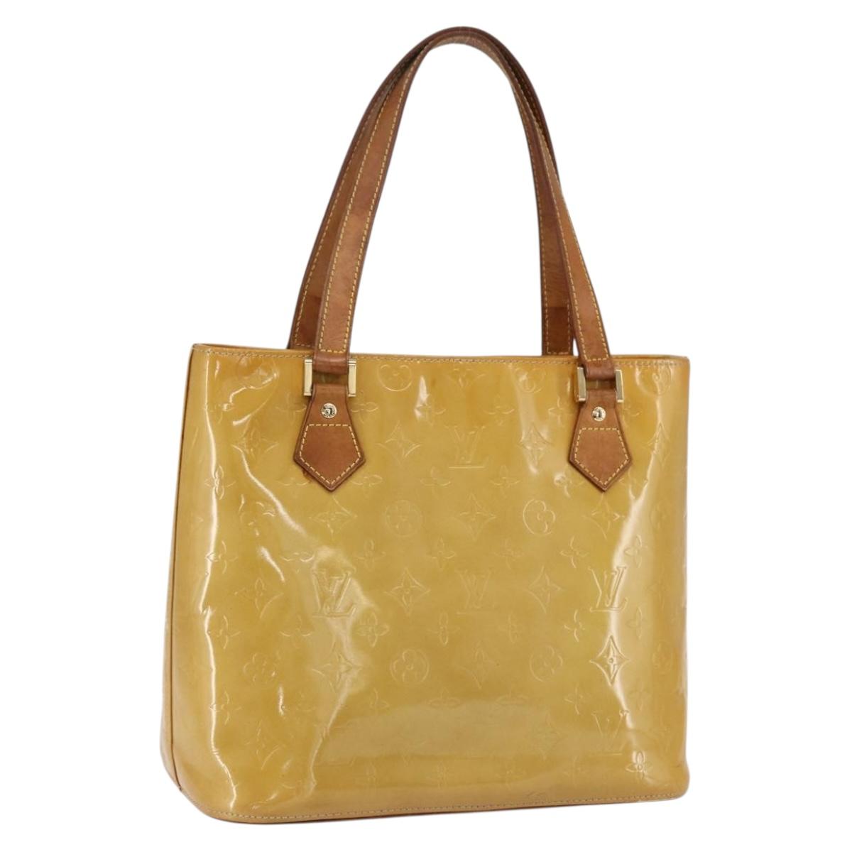 LOUIS VUITTON Monogram Vernis Houston Hand Bag Jaune M91121 LV Auth ka2072