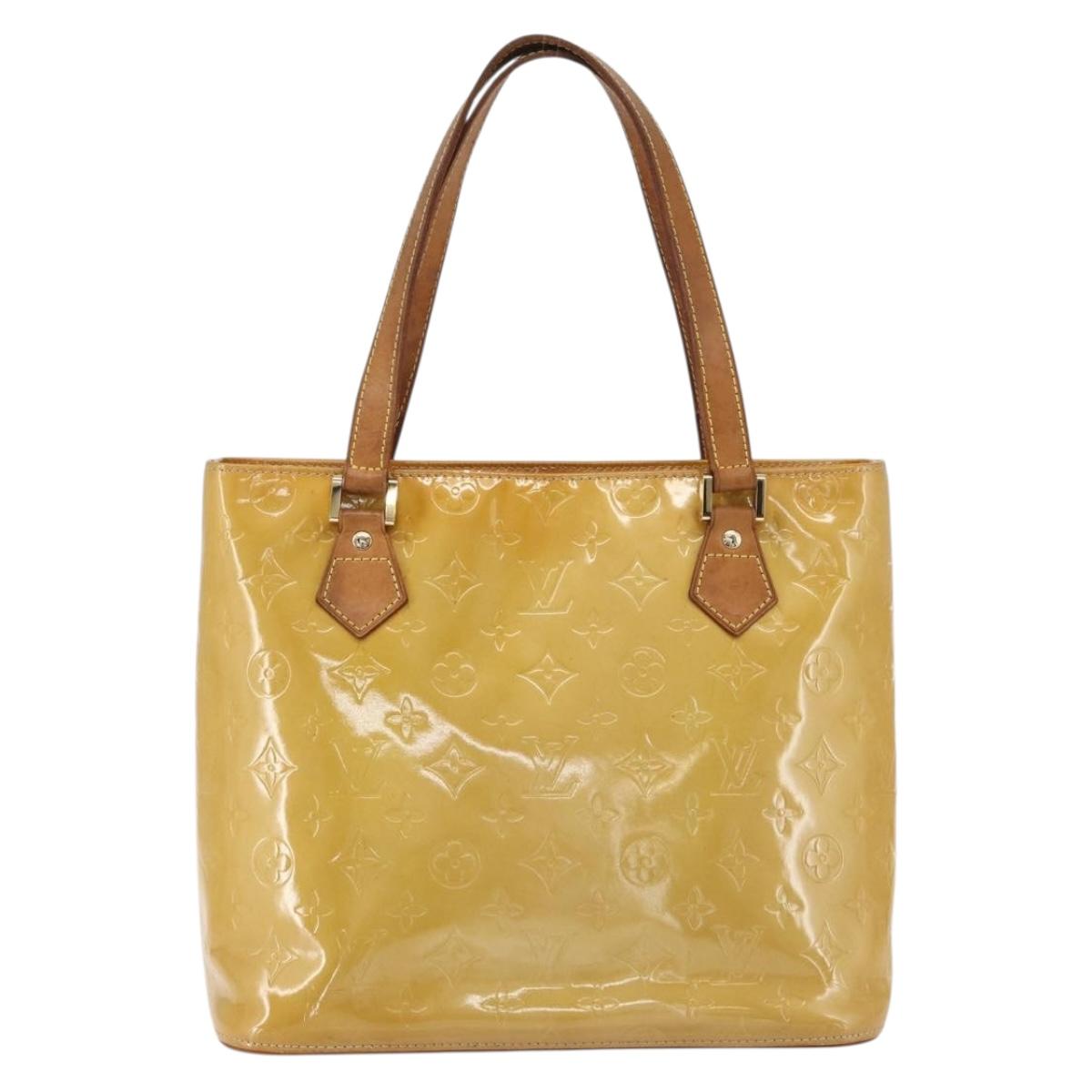 LOUIS VUITTON Monogram Vernis Houston Hand Bag Jaune M91121 LV Auth ka2072