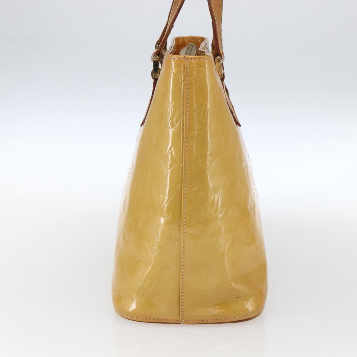 LOUIS VUITTON Monogram Vernis Houston Hand Bag Jaune M91121 LV Auth ka2072
