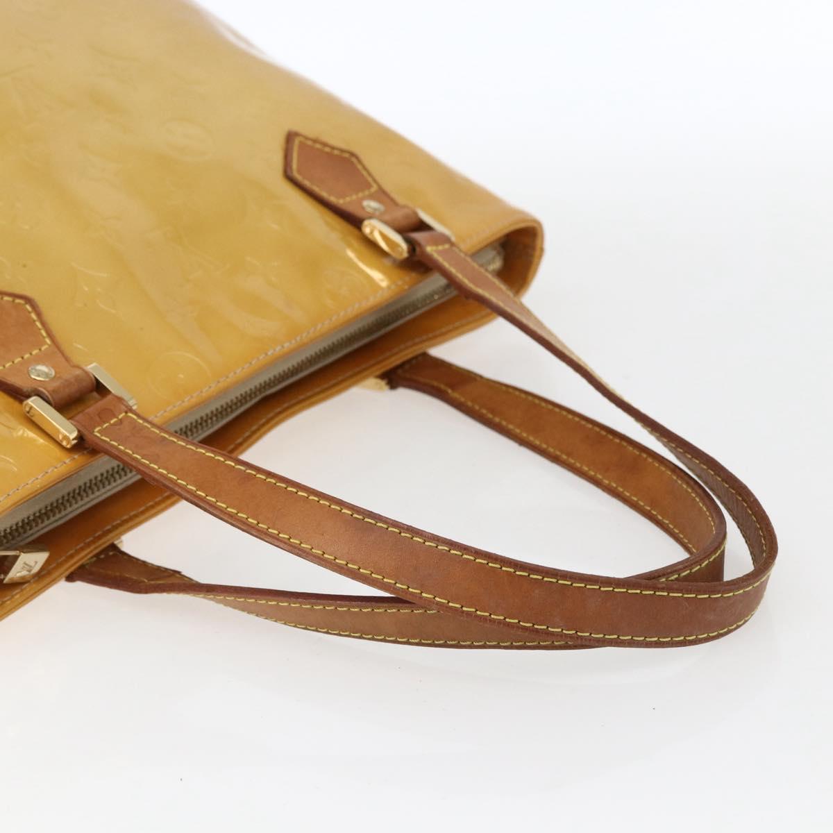 LOUIS VUITTON Monogram Vernis Houston Hand Bag Jaune M91121 LV Auth ka2072