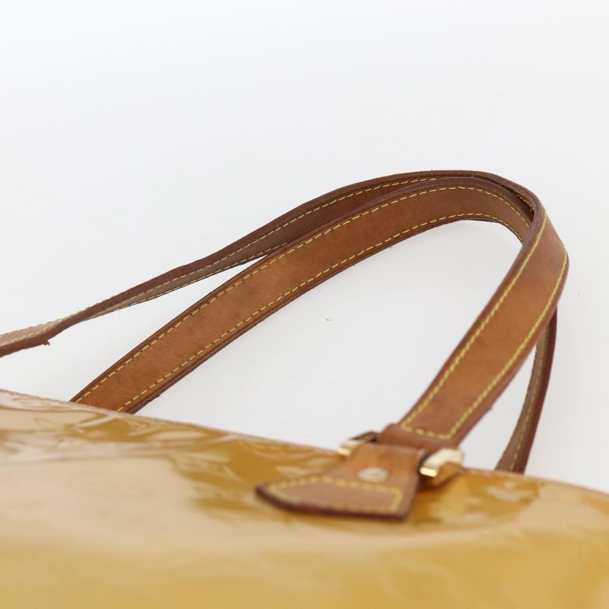 LOUIS VUITTON Monogram Vernis Houston Hand Bag Jaune M91121 LV Auth ka2072