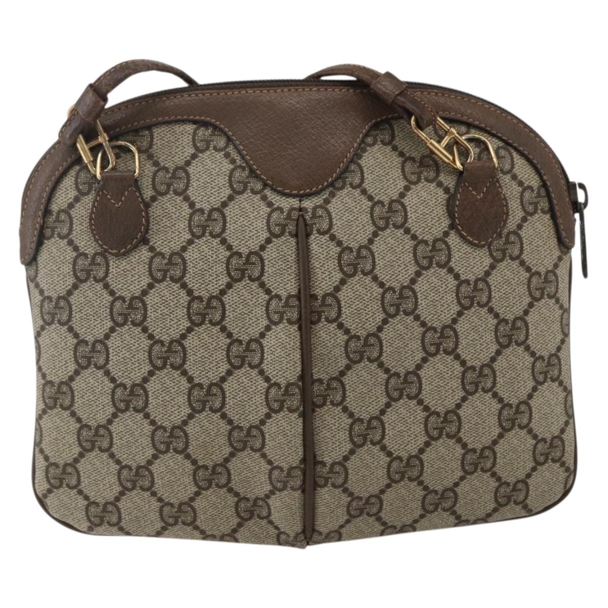 GUCCI GG Supreme Web Sherry Line Bag PVC Beige Gold 904 02 047 Auth ka2077