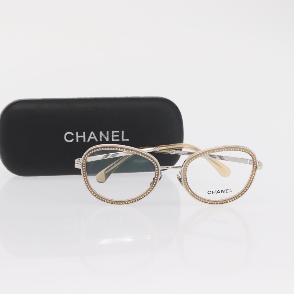 CHANEL Sunglasses metal Beige CC Auth ka2082