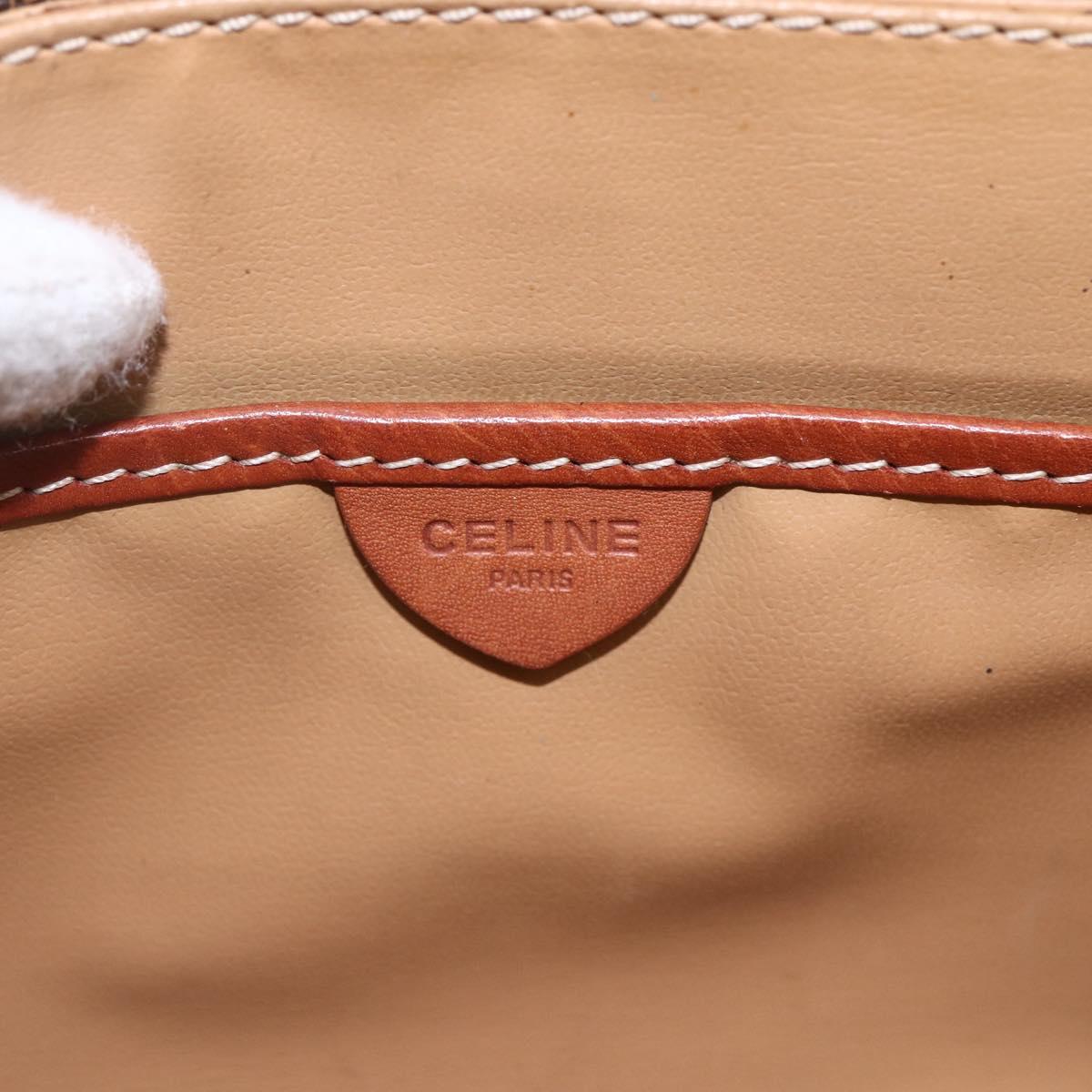 CELINE Macadam Canvas Shoulder Bag PVC Leather Brown Gold Auth ka209