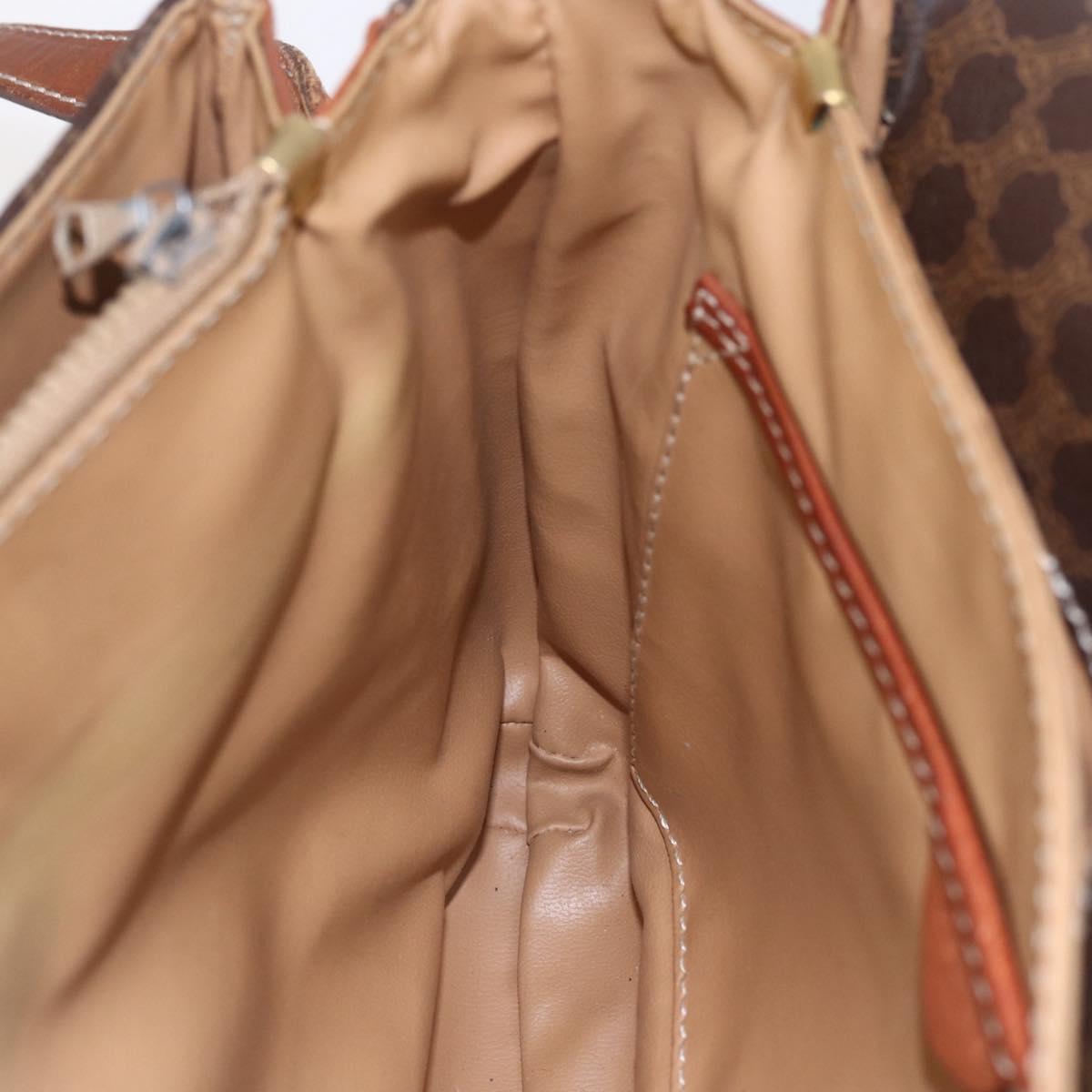 CELINE Macadam Canvas Shoulder Bag PVC Leather Brown Gold Auth ka209