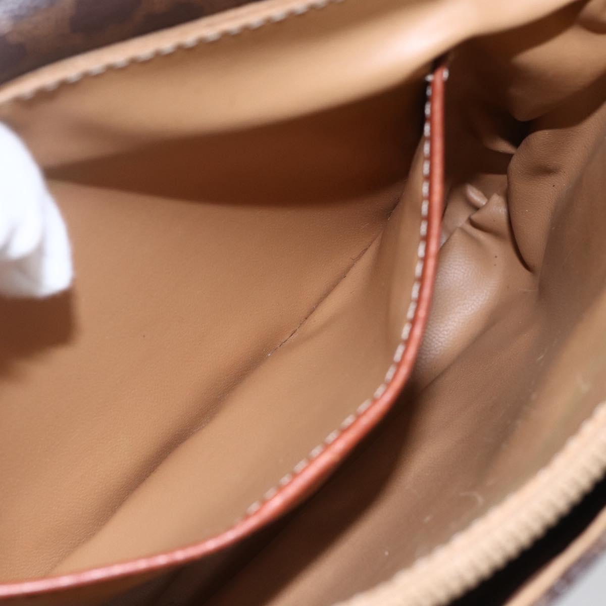 CELINE Macadam Canvas Shoulder Bag PVC Leather Brown Gold Auth ka209