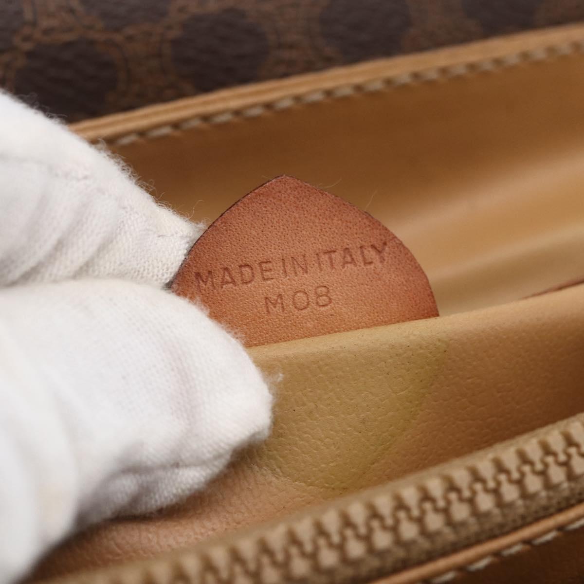 CELINE Macadam Canvas Shoulder Bag PVC Leather Brown Gold Auth ka209