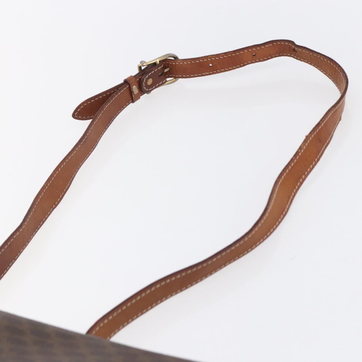CELINE Macadam Canvas Shoulder Bag PVC Leather Brown Gold Auth ka209