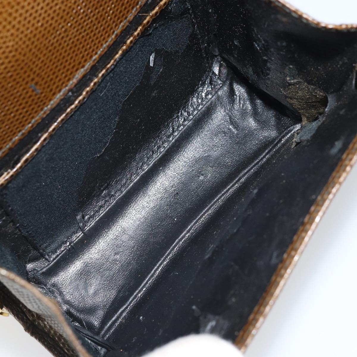 Salvatore Ferragamo Vara Ribbon Chain Bag Leather Brown Gold Auth ka2095