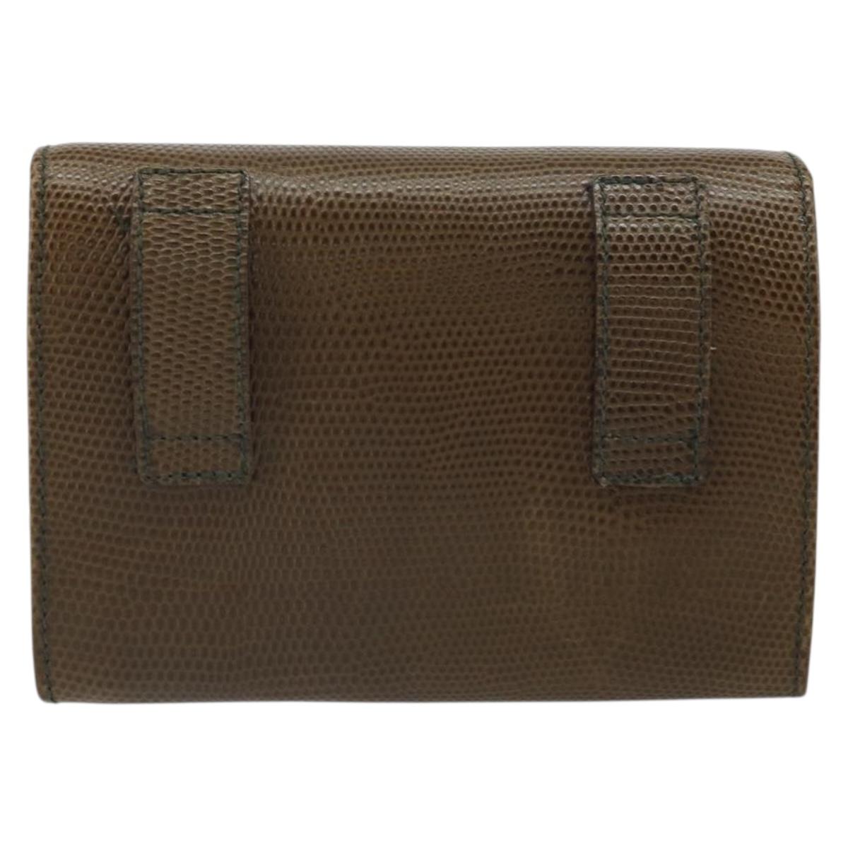 Salvatore Ferragamo Vara Ribbon Chain Bag Leather Brown Gold Auth ka2095