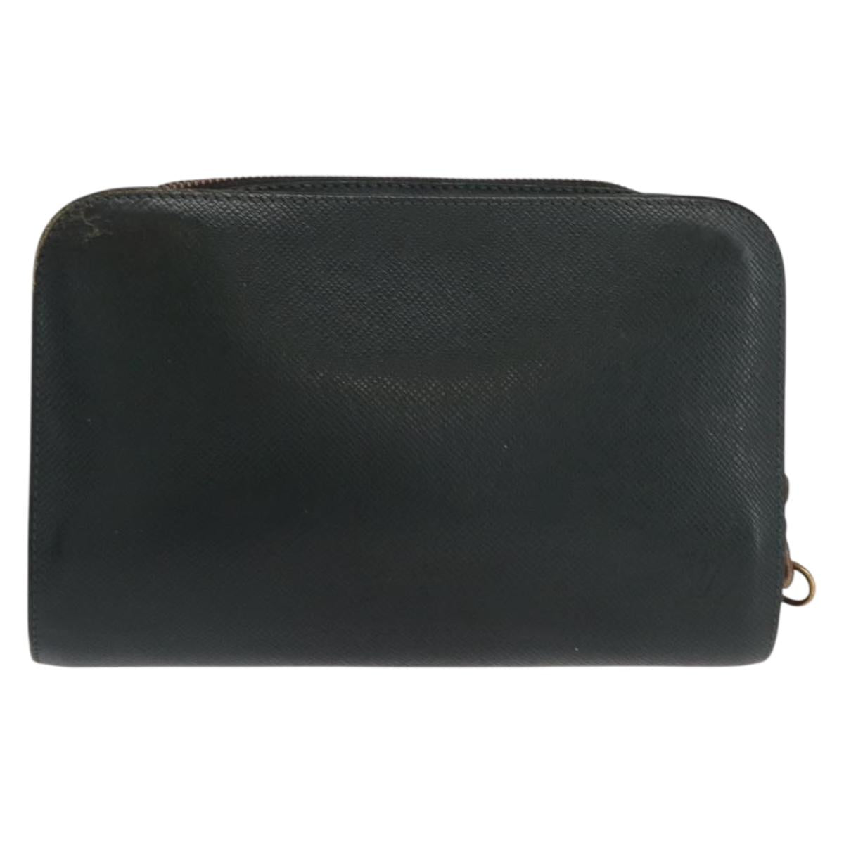 LOUIS VUITTON Monogram Taiga Clutch Bag 2 Set Green LV Auth ka2098