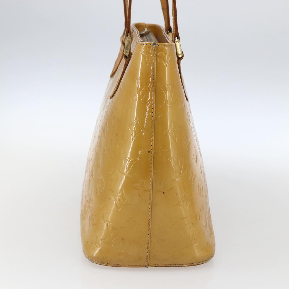 LOUIS VUITTON Monogram Vernis Houston Hand Bag Beige M91004 LV Auth ka2099