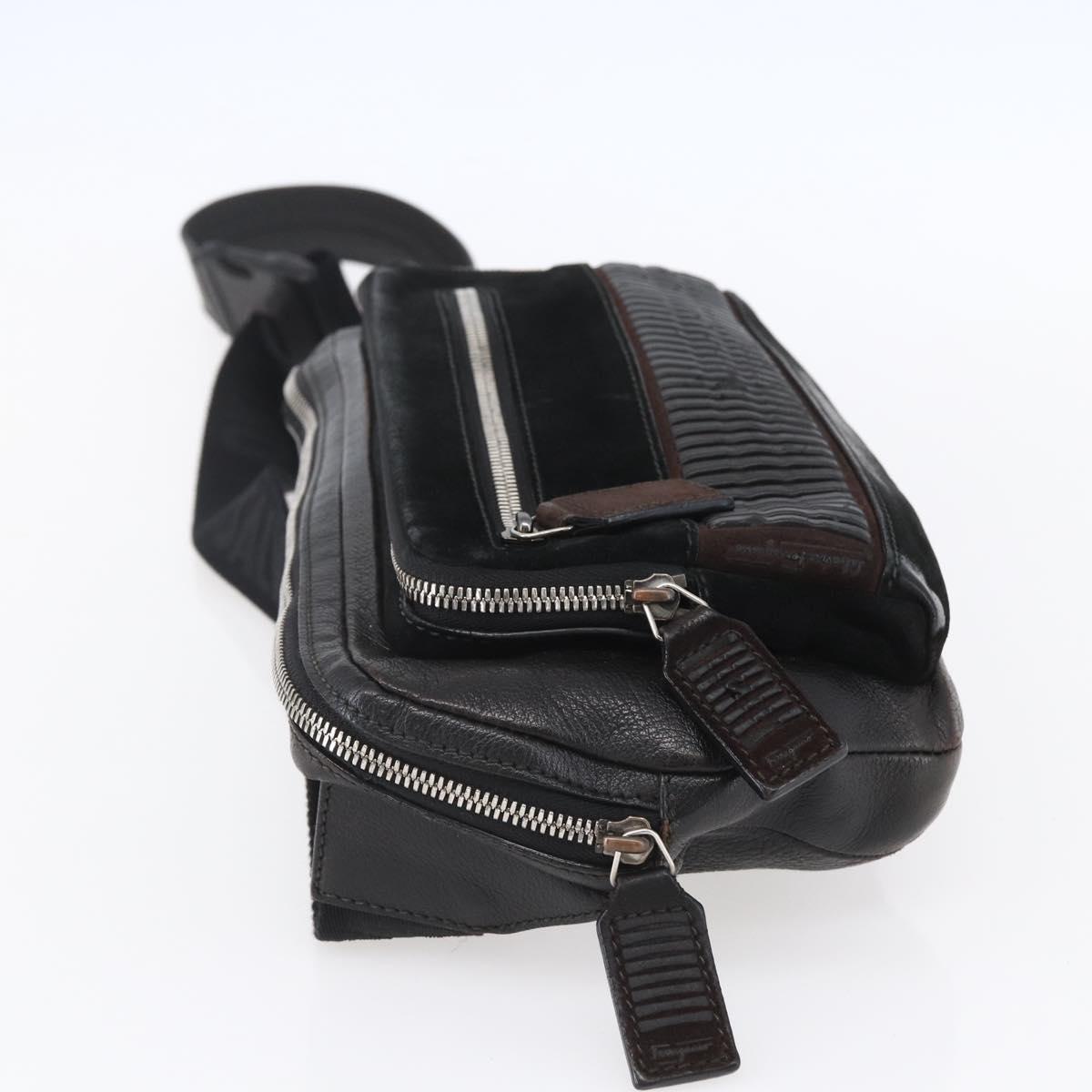 Salvatore Ferragamo Shoulder Bag Leather 2 Set Black Auth ka210