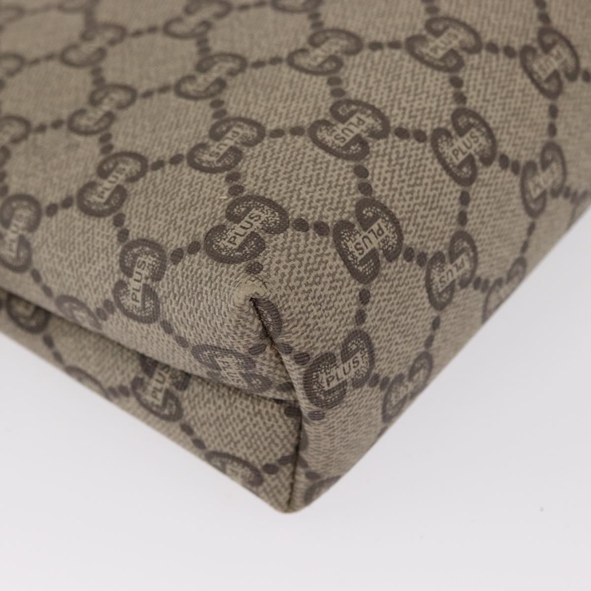 GUCCI GG Plus Supreme Shoulder Bag PVC Beige Gold Auth ka2102