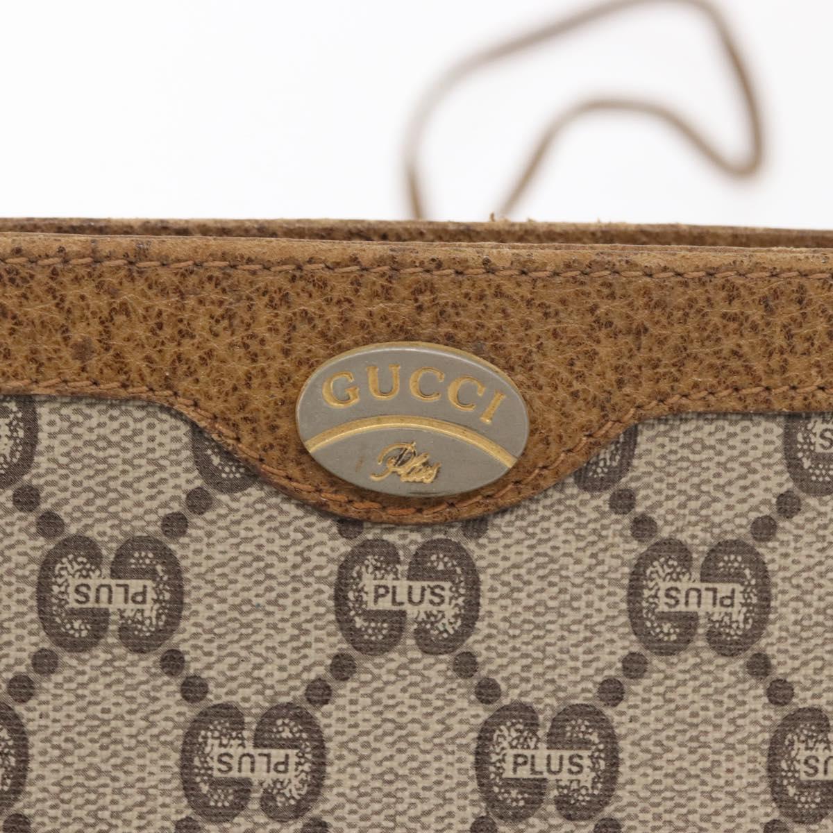 GUCCI GG Plus Supreme Shoulder Bag PVC Beige Gold Auth ka2102