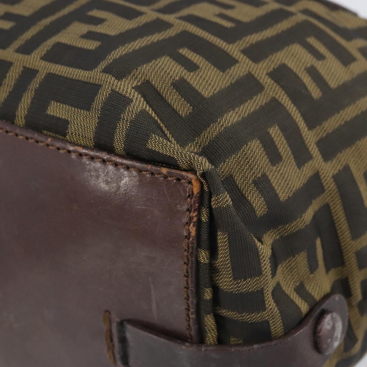 FENDI Zucca Canvas Hand Bag Brown Black Auth ka2103