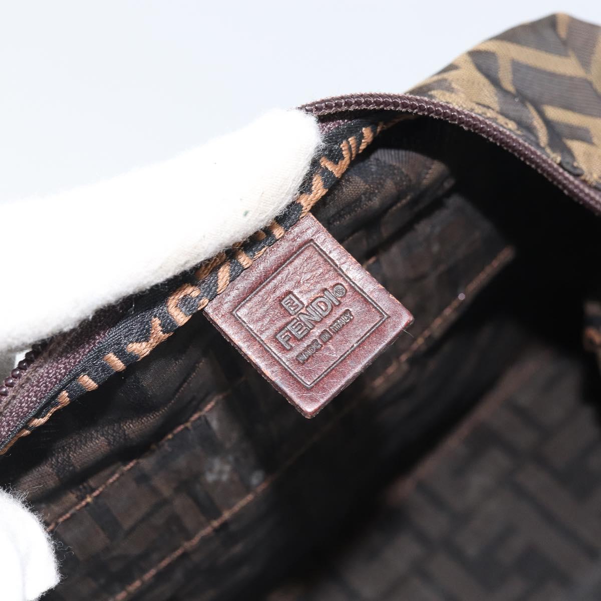 FENDI Zucca Canvas Hand Bag Brown Black Auth ka2103