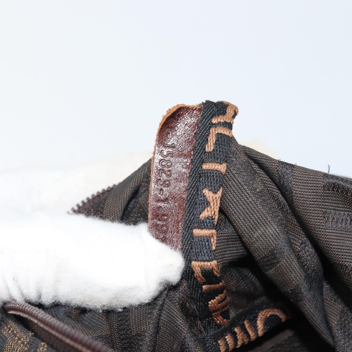 FENDI Zucca Canvas Hand Bag Brown Black Auth ka2103