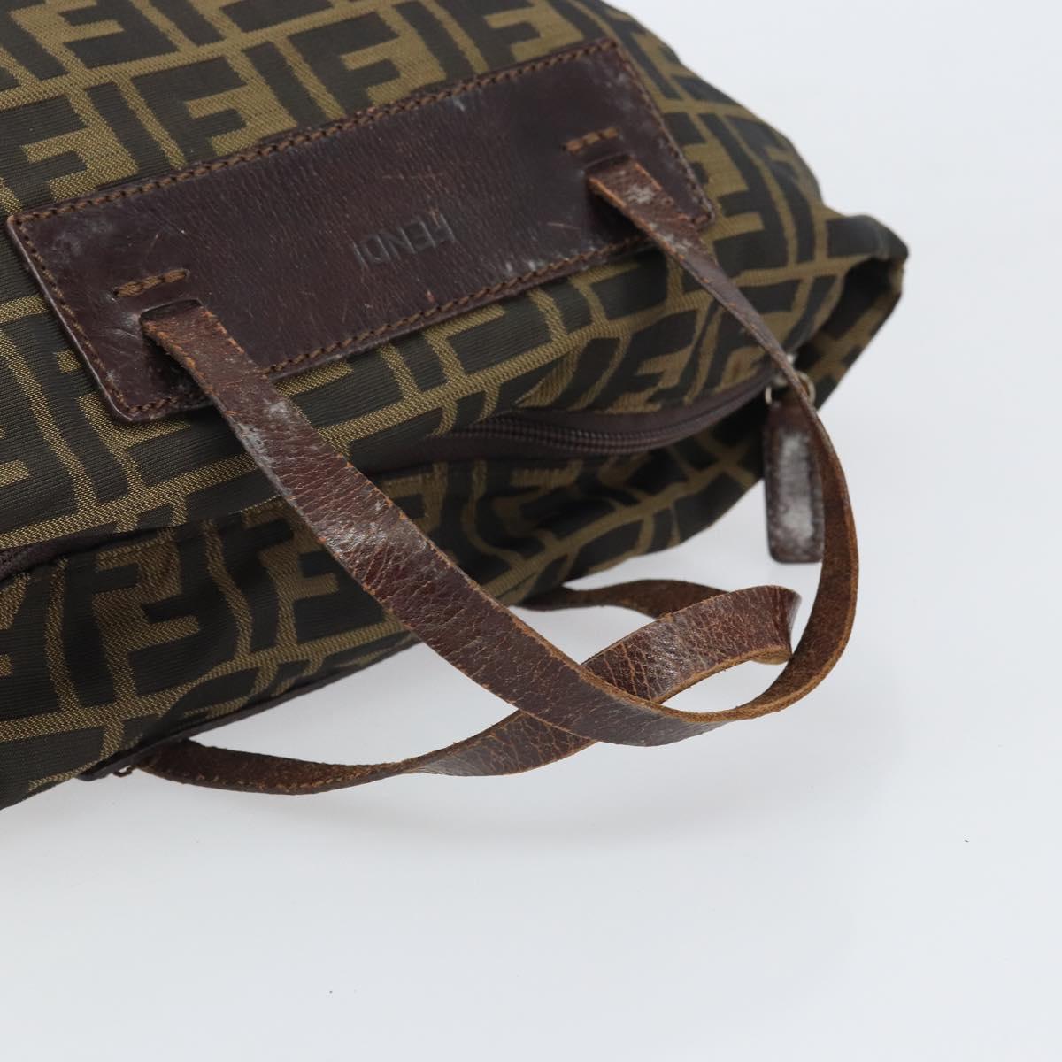 FENDI Zucca Canvas Hand Bag Brown Black Auth ka2103