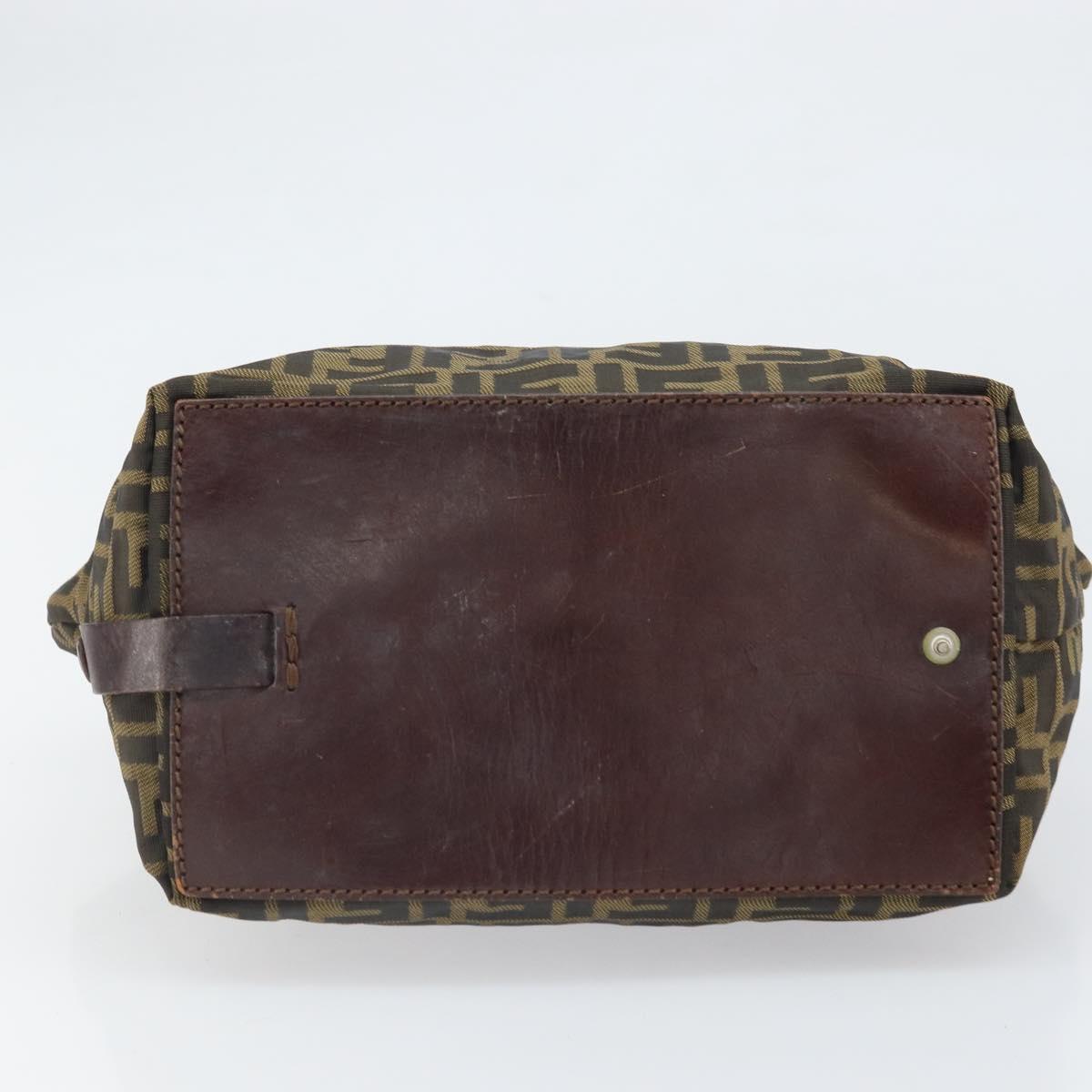FENDI Zucca Canvas Hand Bag Brown Black Auth ka2103