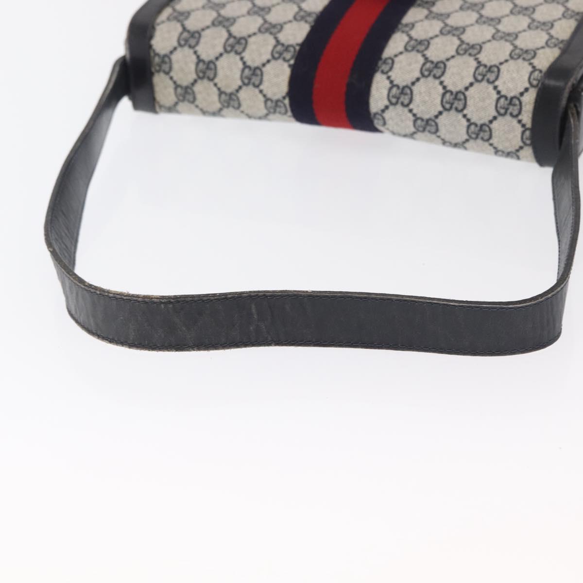 GUCCI GG Supreme Sherry Line Shoulder Bag PVC Navy Gold Auth ka2109
