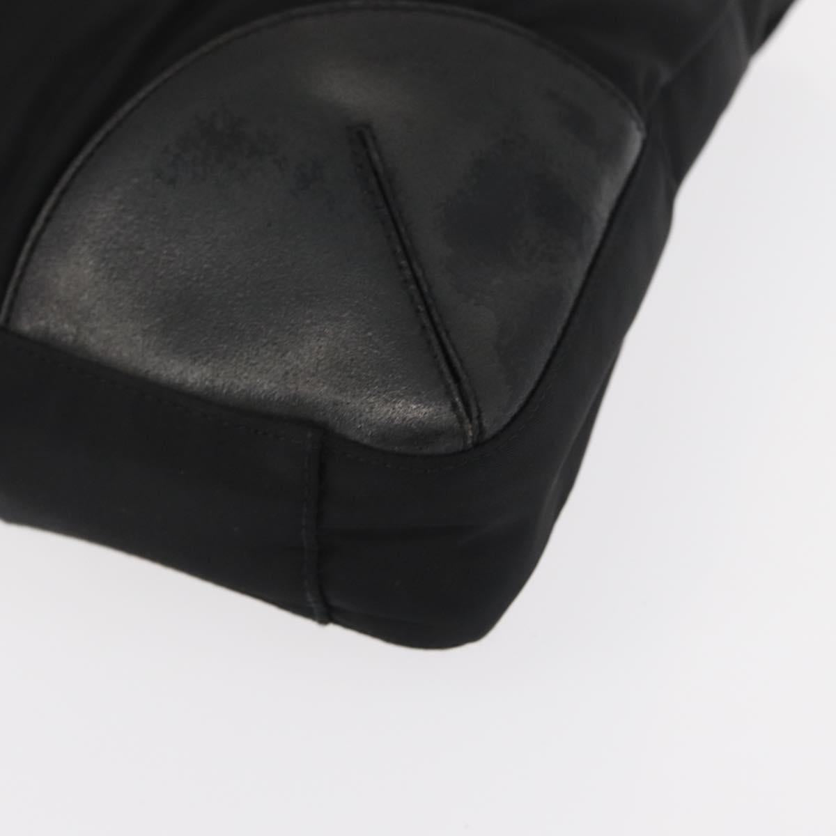 PRADA Tote Bag Nylon Leather Black Silver Auth ka211