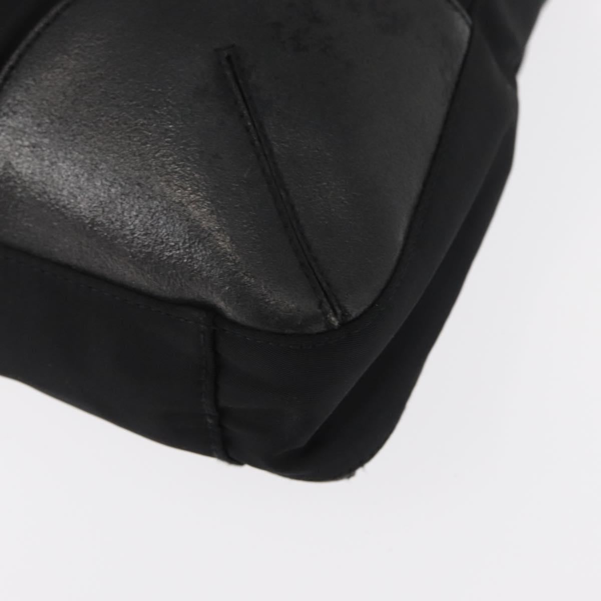 PRADA Tote Bag Nylon Leather Black Silver Auth ka211