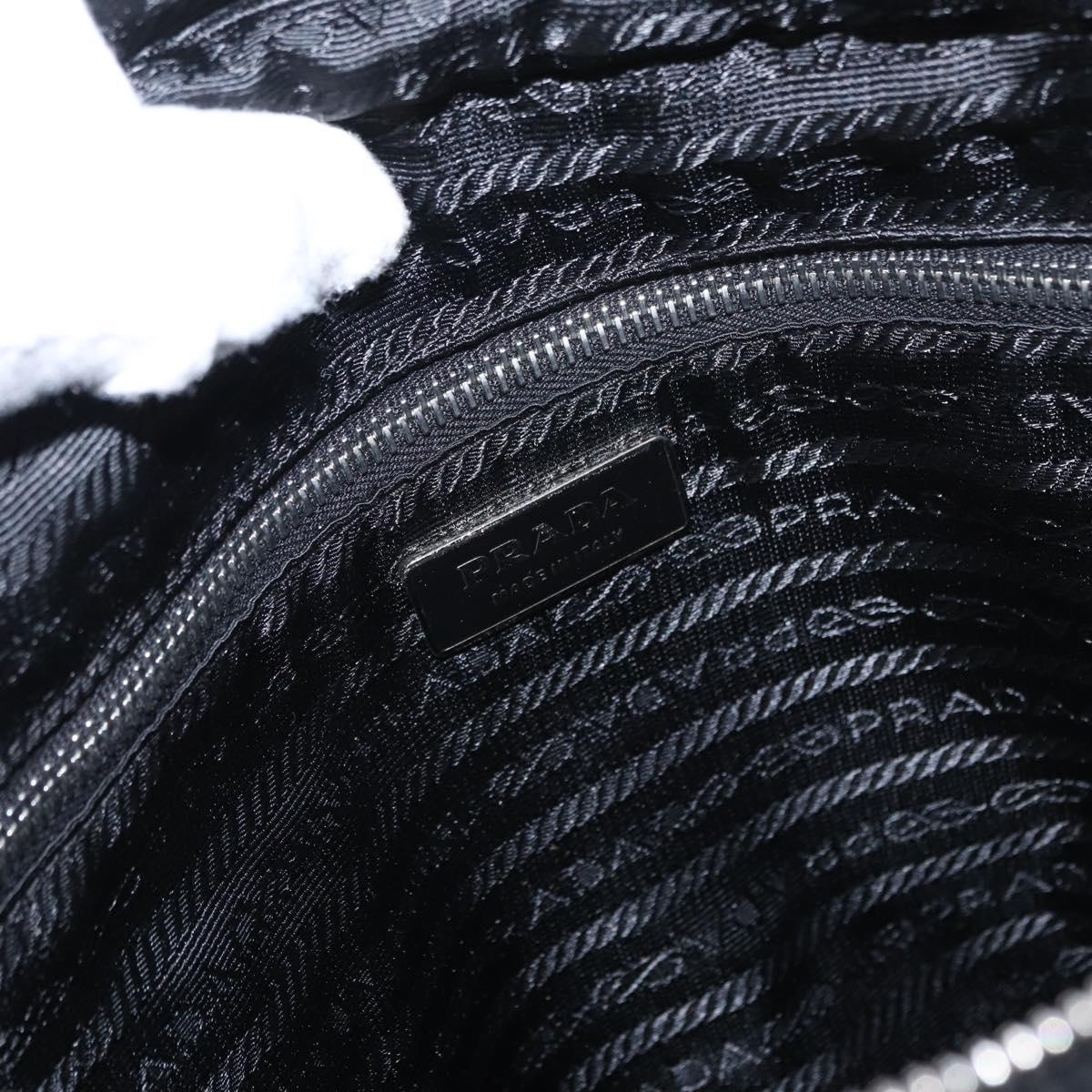 PRADA Tote Bag Nylon Leather Black Silver Auth ka211