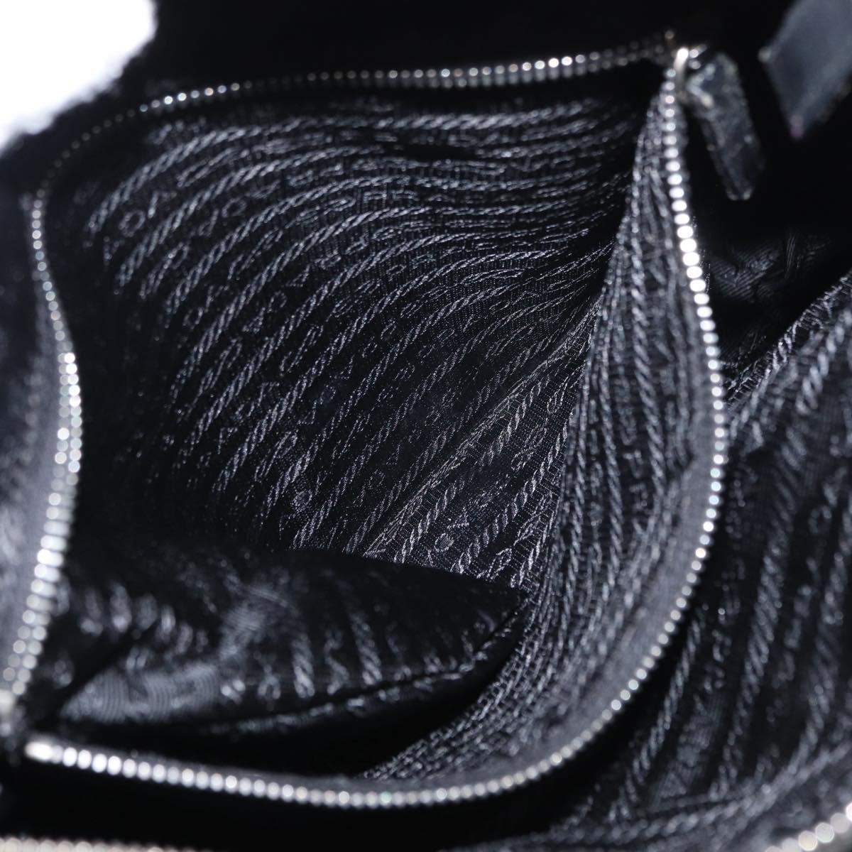 PRADA Tote Bag Nylon Leather Black Silver Auth ka211