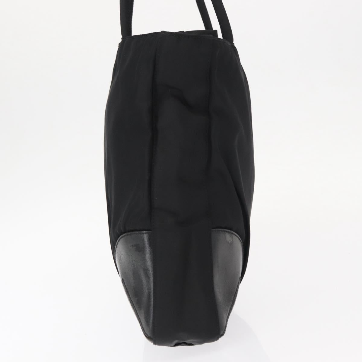 PRADA Tote Bag Nylon Leather Black Silver Auth ka211