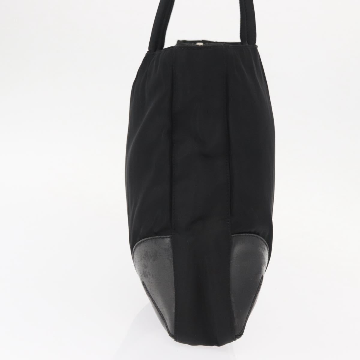 PRADA Tote Bag Nylon Leather Black Silver Auth ka211