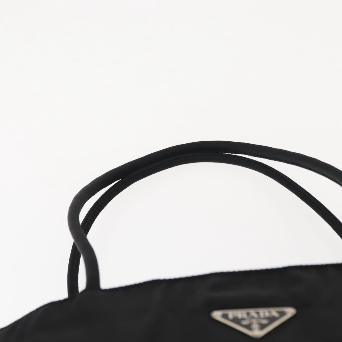 PRADA Tote Bag Nylon Leather Black Silver Auth ka211