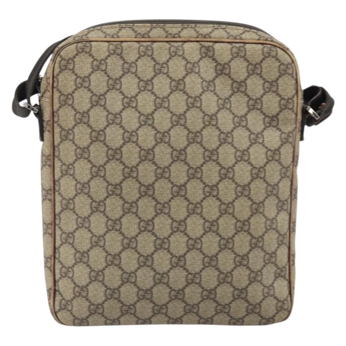 GUCCI GG Supreme Shoulder Bag PVC Leather Beige 92551 Auth ka2120