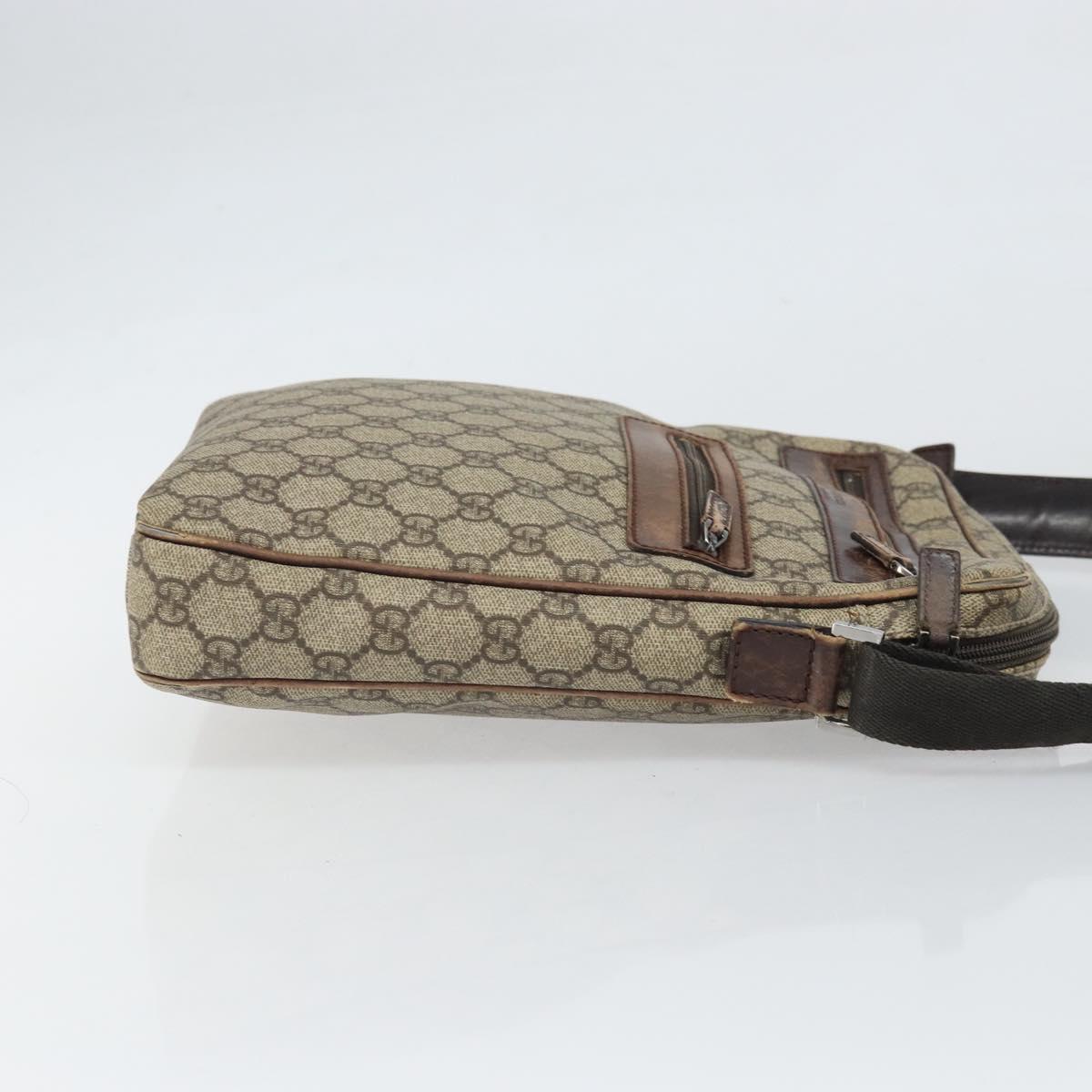 GUCCI GG Supreme Shoulder Bag PVC Leather Beige 92551 Auth ka2120