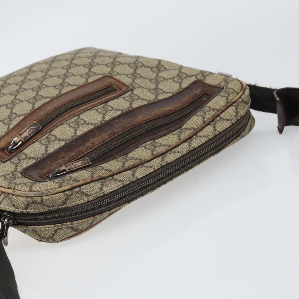 GUCCI GG Supreme Shoulder Bag PVC Leather Beige 92551 Auth ka2120
