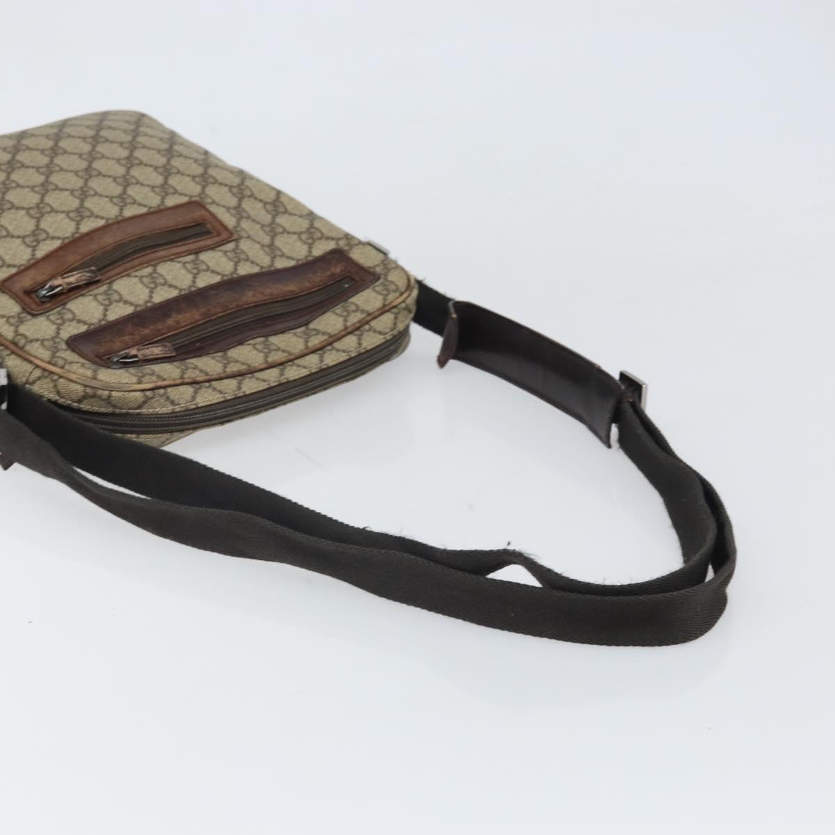 GUCCI GG Supreme Shoulder Bag PVC Leather Beige 92551 Auth ka2120