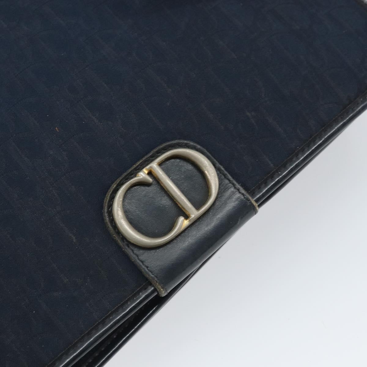 Christian Dior Trotter Canvas Shoulder Bag Navy Gold Auth ka2125