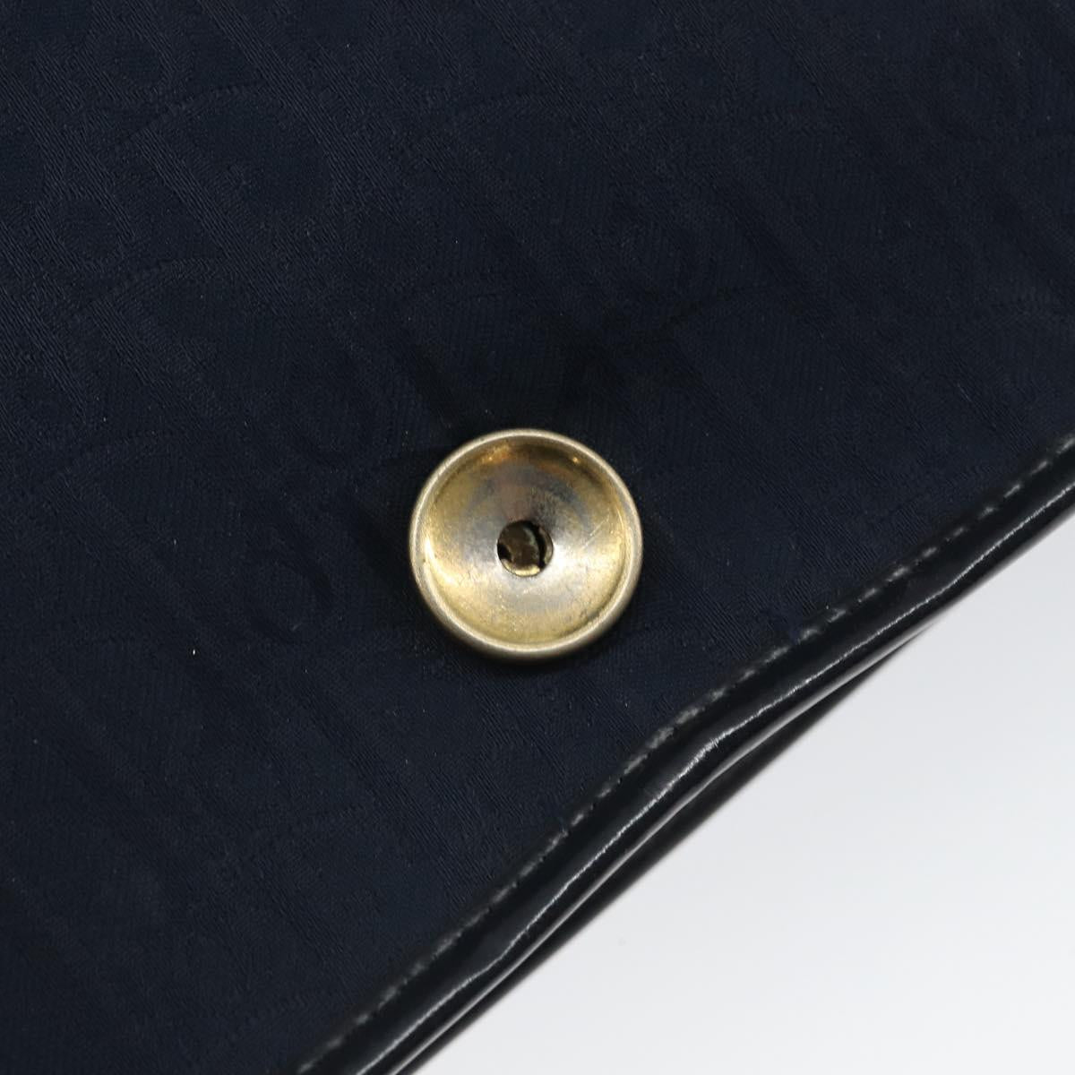 Christian Dior Trotter Canvas Shoulder Bag Navy Gold Auth ka2125