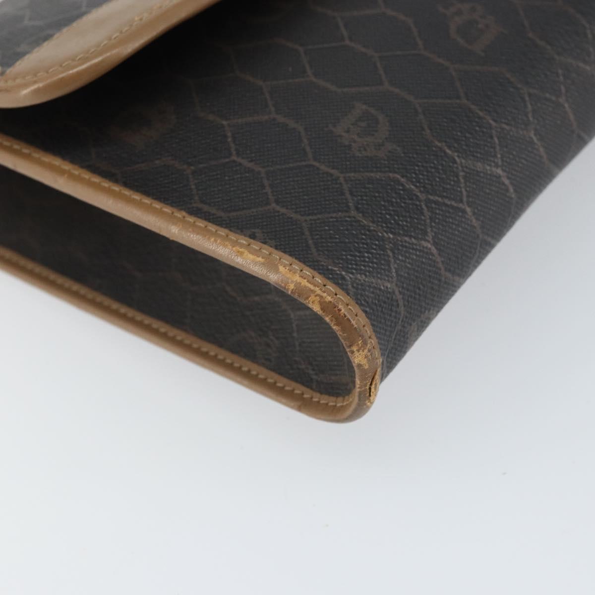 Christian Dior Honeycomb Canvas Chain Shoulder Bag PVC Black Gold Auth ka2127