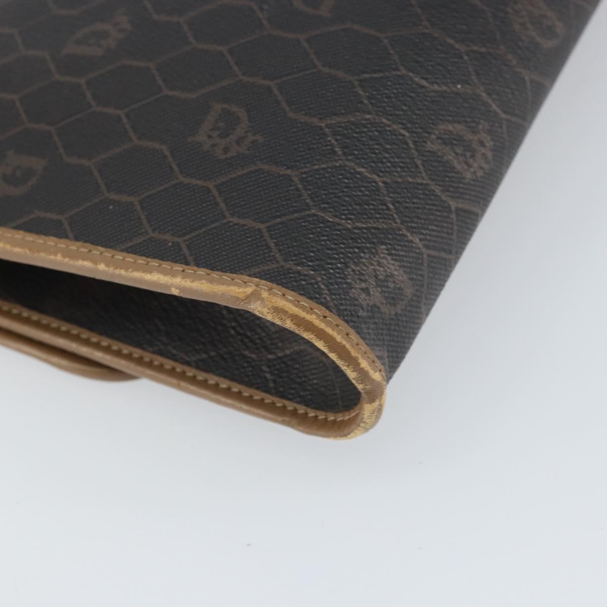 Christian Dior Honeycomb Canvas Chain Shoulder Bag PVC Black Gold Auth ka2127