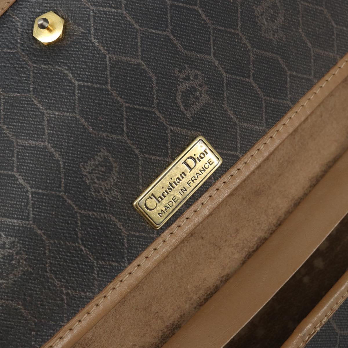 Christian Dior Honeycomb Canvas Chain Shoulder Bag PVC Black Gold Auth ka2127