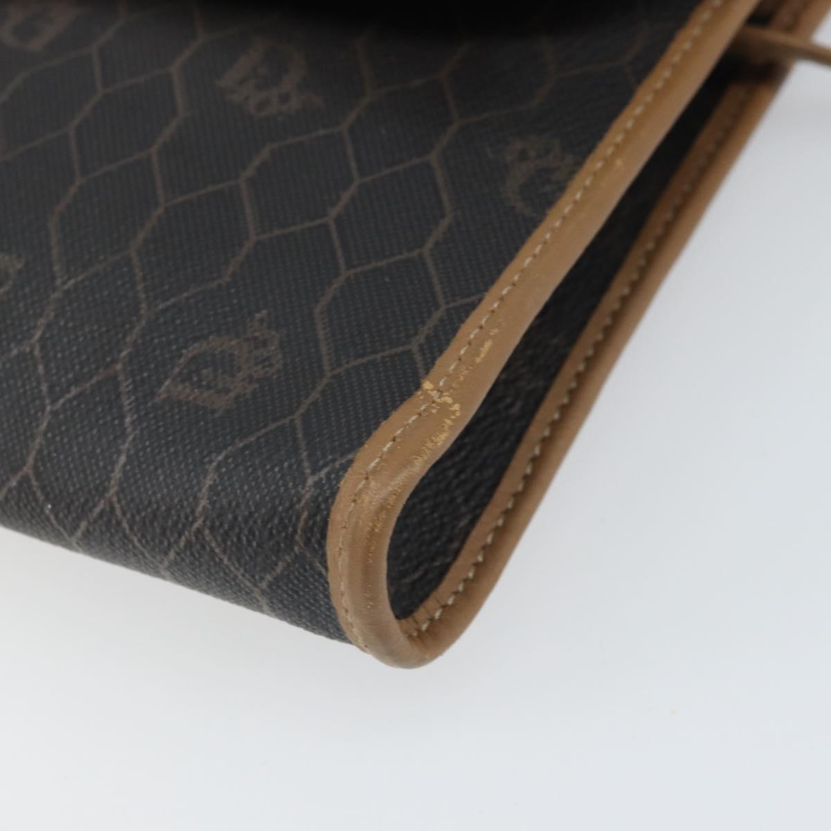 Christian Dior Honeycomb Canvas Shoulder Bag PVC Black Gold Auth ka2128