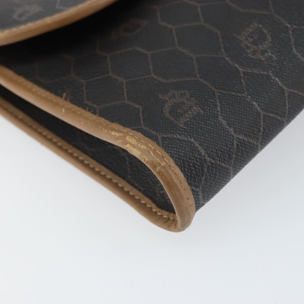 Christian Dior Honeycomb Canvas Shoulder Bag PVC Black Gold Auth ka2128