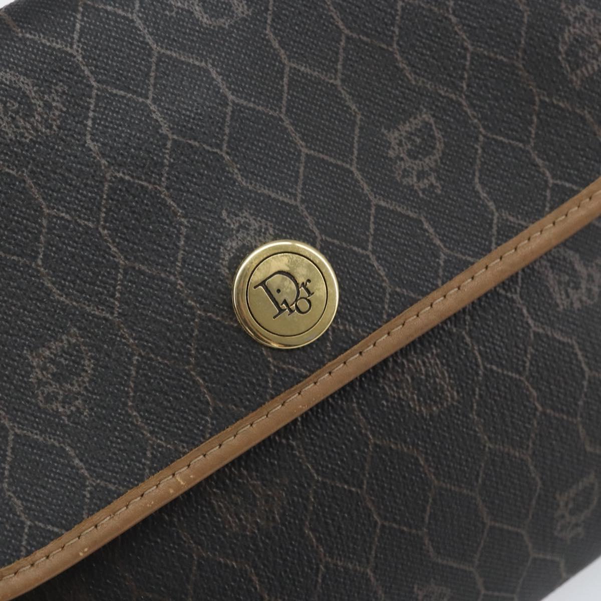 Christian Dior Honeycomb Canvas Shoulder Bag PVC Black Gold Auth ka2128