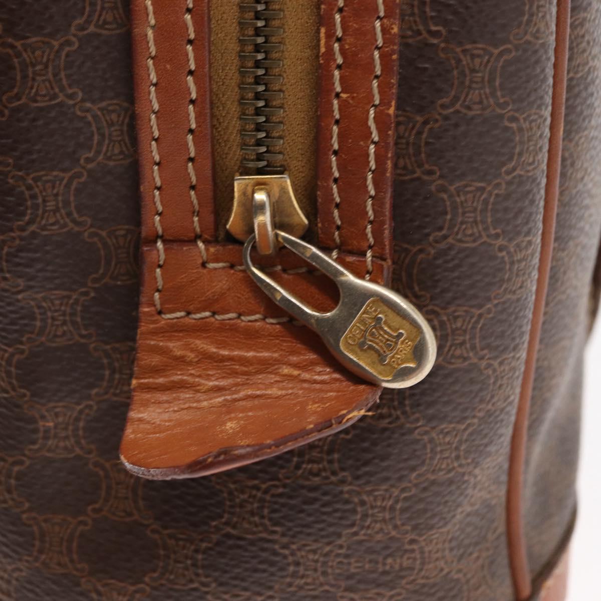 CELINE Macadam Canvas Hand Bag PVC Leather Brown Gold Auth ka213