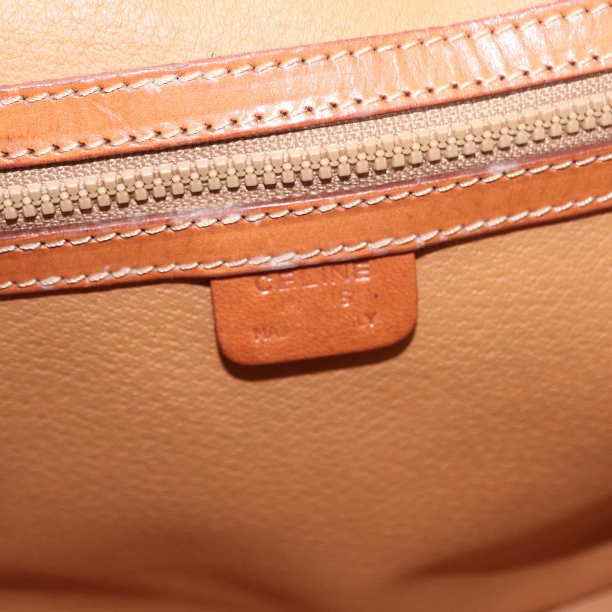 CELINE Macadam Canvas Hand Bag PVC Leather Brown Gold Auth ka213